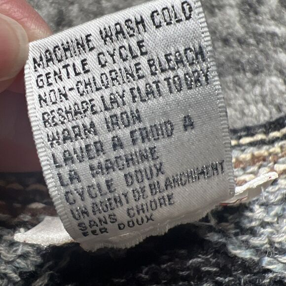 Vintage Talbots Hand Knit Cardigan Sweater Medium Geometric Aztec Neutral - Picture 4 of 8